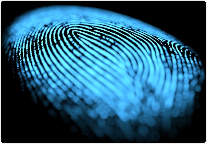 Fingerprint on black background - illustration by ktsdesign