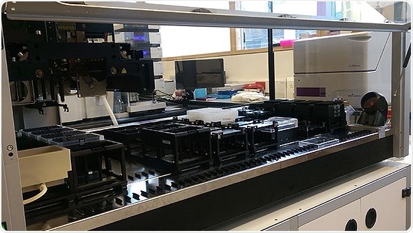 CLARIOstar integrated in an automated biosynthetic production pipeline (Hamilton workstation), aimed at the production of fine and speciality chemicals from bacterial hosts at SYNBIOCHEM.