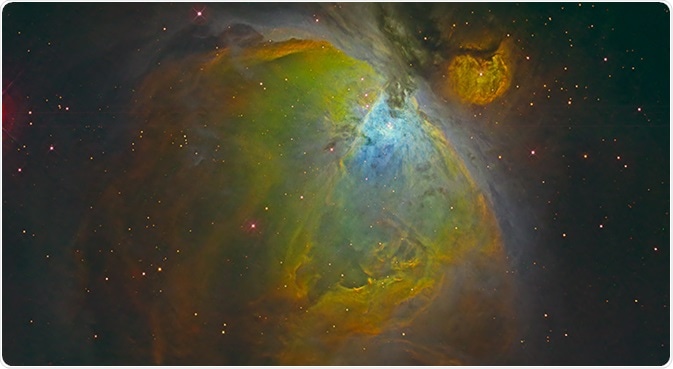 Orion Nebula (Color image with 3 wavelength filters).