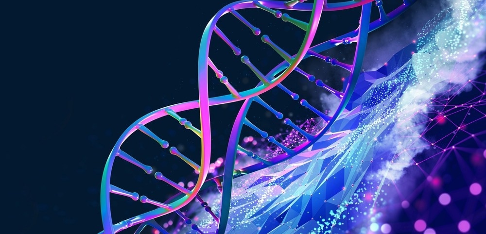 DNA helix 3D illustration.